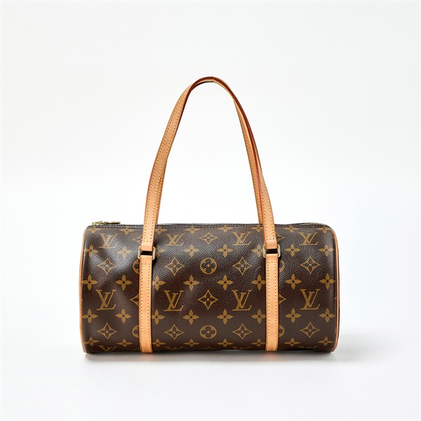 LOUIS VUITTON パピヨン モノグラム 30 ハンドバッグ M51385 ブラウン ゴールド PVC レザー