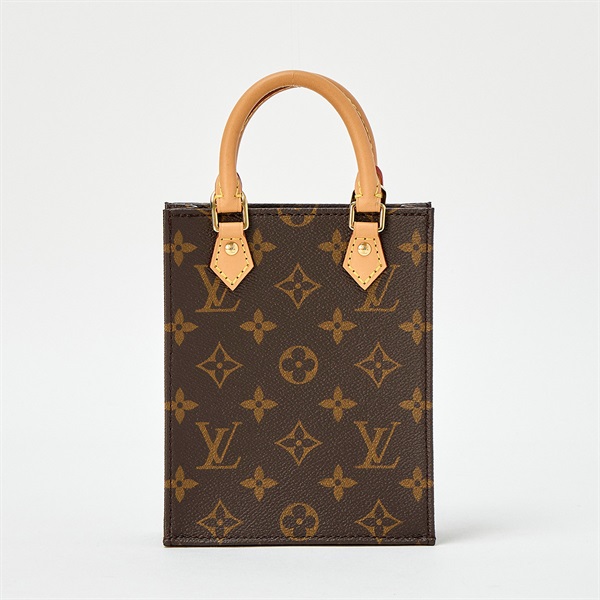 LOUIS VUITTON プティット サックプラ モノグラム ハンドバッグ M181295 ブラウン レザー PVC