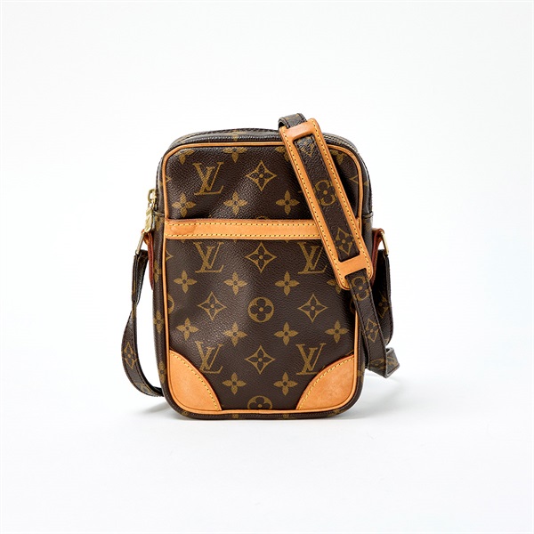 LOUIS VUITTON ダヌーブ モノグラム ショルダーバッグ M45266 ブラウン ゴールド PVC レザー