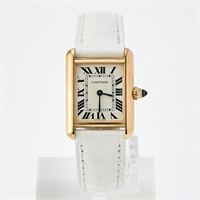 Cartier タンクルイ W1529856 クオーツ 腕時計 SM 白文字盤 ゴールド ホワイト 750YG レザー