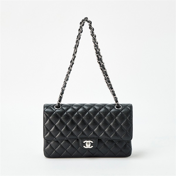 CHANEL マトラッセ ダブルフラップダブルチェーン 25 ショルダーバッグ ブラック シルバー キャビアスキン |  MixTHINKS（ミックスシンクス） ｜ 中古ブランド品・ブランド古着のセレクトショップ