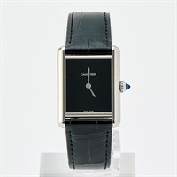 Cartier タンクマスト WSTA0072 クオーツ 腕時計 LM ブラック文字盤 SS レザー