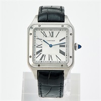 Cartier サントスデュモン WSSA0022 クオーツ 腕時計 LM シルバー文字盤 シルバー SS レザー