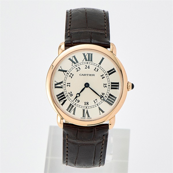 Cartier ロンド ルイ カルティエ W6800251 手巻き 腕時計 36MM アイボリー文字盤 ローズゴールド 750RG レザー