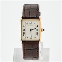Cartier タンクエリプス アロンディ 896041 手巻き 腕時計 LM 1980s年 ギョウシェアイボリーローマン文字盤 ゴールド ブラウン 18KYG レザー