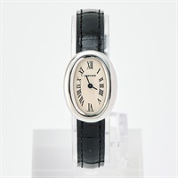 Cartier ミニベニュワール W1518956 クオーツ 腕時計 18MM シルバーローマン文字盤 ホワイトゴールド 750WG レザー