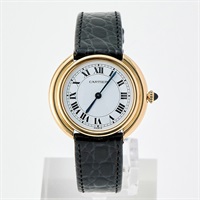 Cartier ヴァンドーム ルイ カルティエ 78090 手巻き 腕時計 33MM 白文字盤 ゴールド ブラック YG レザー