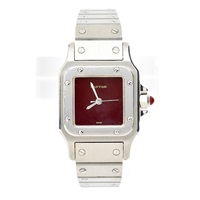 Cartier サントスガルベ 0901 自動巻き 腕時計 SM/24MM ボルドー文字盤 シルバー ボルドー SS
