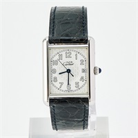 Cartier マストタンクデイト W1014354 クオーツ 腕時計 LM/26MM 白文字盤 シルバー ブラック SS レザー
