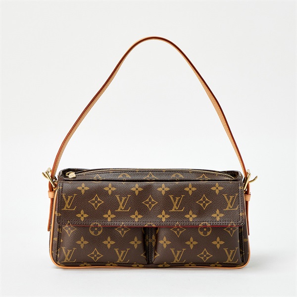 LOUIS VUITTON ヴィバ シテ モノグラム MM ショルダーバッグ M51164 ブラウン ゴールド PVC レザー