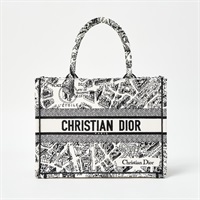 Christian Dior ブックトート ミディアム トートバッグ ホワイト ブラック キャンバス