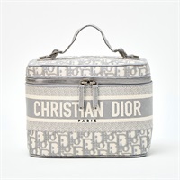 Christian Dior オブリーク バニティバッグ  S5417VRIW グレー 白 シルバー キャンバス