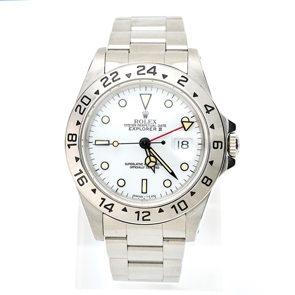 ROLEX エクスプローラーⅡ 16570 自動巻き 腕時計 40MM ホワイト文字盤 SS S番 パティーナ