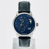 GLASHUTTE ORIGINAL パノマティックルナ 190024632 自動巻き 腕時計 40MM ブルー文字盤 ブラック SS レザー