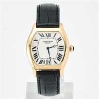 Cartier トーチュ 2496C 手巻き 腕時計 LM/34MM シルバー文字盤 ゴールド ブラック ブルー 750YG レザー