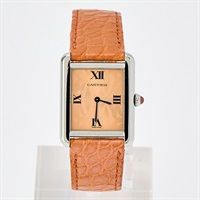 Cartier タンクソロ W1019455 クオーツ 腕時計 SM オレンジ文字盤 オレンジ SS レザー 限定モデル