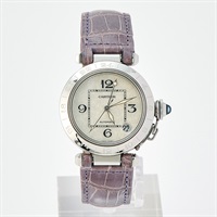 Cartier パシャ ドゥ カルティエ W3107199 自動巻き 腕時計 35MM ホワイト文字盤 シルバー シルバー パープル SS レザー