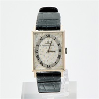 JAEGER-LECOULTRE 9009 手巻き 腕時計 シルバー文字盤 シルバー ブラック 750WG レザー