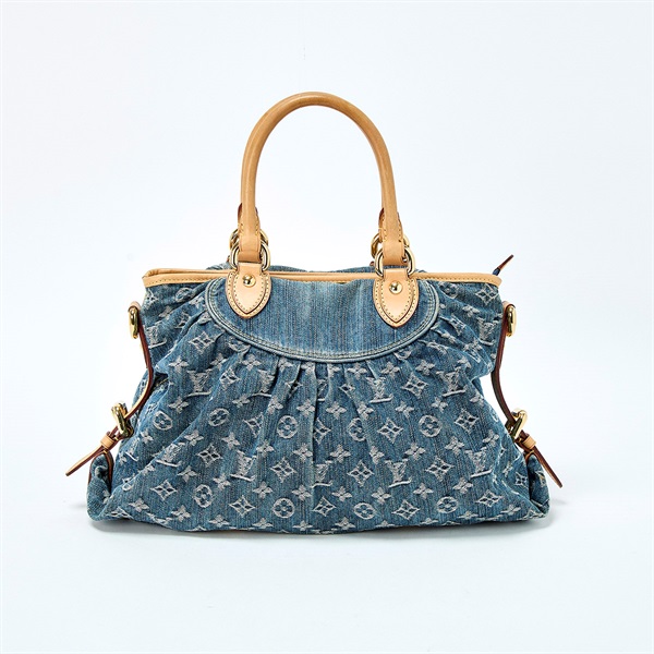 LOUIS VUITTON ネオカヴィ モノグラムデニム ハンドバッグ M95349 ブルー ベージュ ゴールド デニム