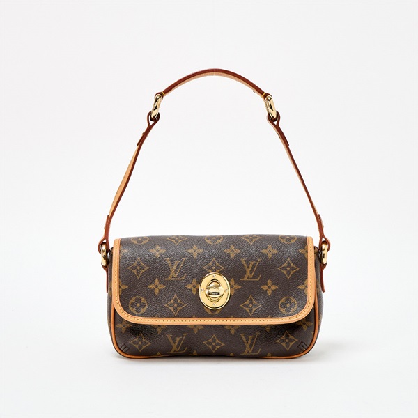 LOUIS VUITTON モノグラム PM ショルダーバッグ M40078 ブラウン ゴールド PVC