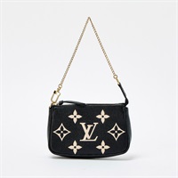 LOUIS VUITTON ポシェットアクセソワール モノグラムアンプラント ミニ バニティバッグ M80732 ブラック ベージュ ゴールド レザー