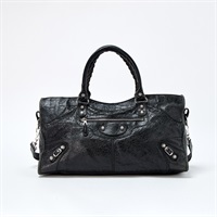 BALENCIAGA ジャイアント パートタイム ハンドバッグ 282009  ブラック シルバー レザー