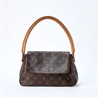 LOUIS VUITTON ルーピング ショルダーバッグ M51147 ブラウン ゴールド PVC