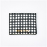 MIU MIU MADRAS カードケース ブラック ホワイト レザー