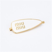 MIU MIU ヘアクリップ ホワイト ゴールド メタル エナメル