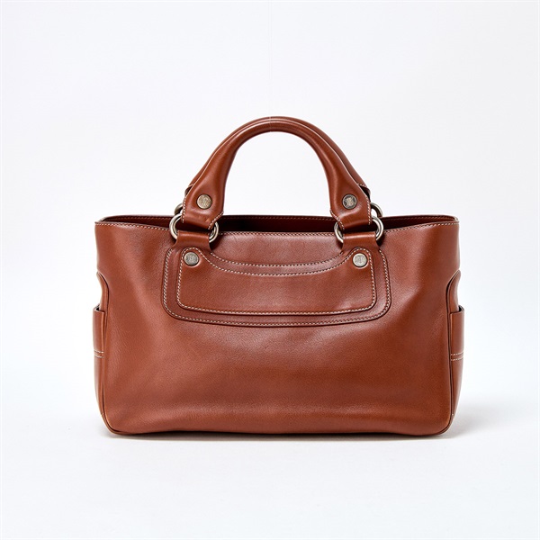 CELINE ブラウン レザー ハンドバッグ