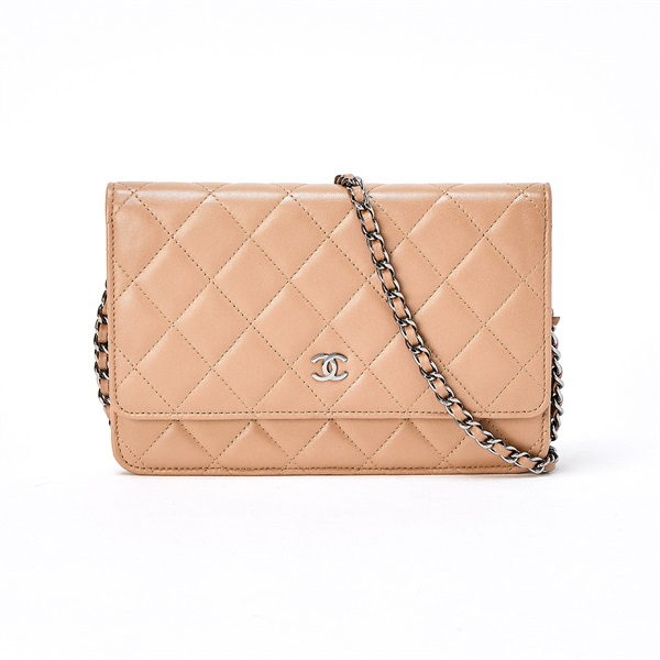 CHANEL マトラッセ マトラッセ チェーンウォレット 2014年頃 ショルダーバッグ ベージュ シルバー ラムスキン