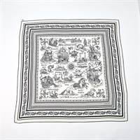 HERMES カレジェアン Tatouages Marins Bandana / 船乗りのタトゥー スカーフ ホワイト ブラック カシミヤ シルク