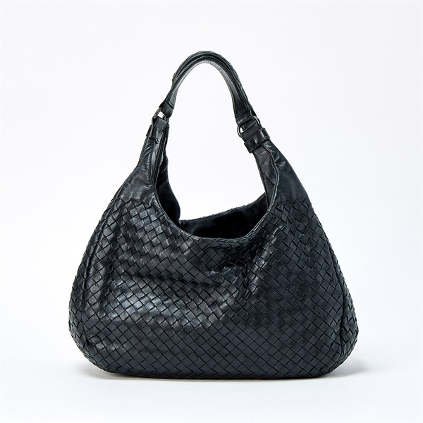 BOTTEGA VENETA クラシック イントレチャート ハンドバッグ ブラック ブラック レザー