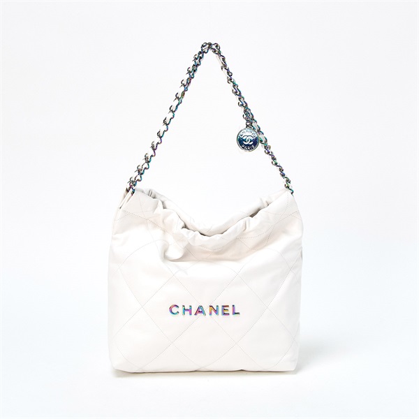 CHANEL シャネル22 スモール 2021年 ショルダーバッグ ホワイト レインボー カーフスキン