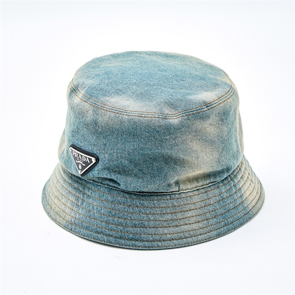 PRADA トライアングル CAPPELLO バケット ハット M  2HC137 12K1 ライトブルー コットン