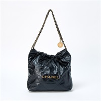 CHANEL シャネル22 スモール ショルダーバッグ ブラック ゴールド ラムスキン