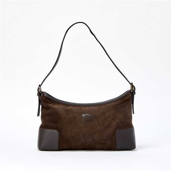 LOEWE アナグラム ショルダーバッグ ブラウン ゴールド スエード