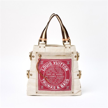 LOUIS VUITTON グローブショッパー MM トートバッグ M95112 レッド ゴールド キャンバス