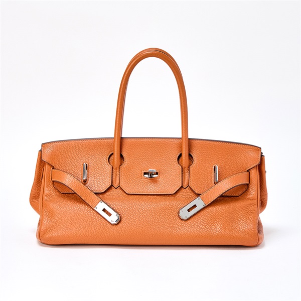 HERMES ショルダー バーキン 2006年 □J ハンドバッグ オレンジ シルバー トリヨンクレマンス