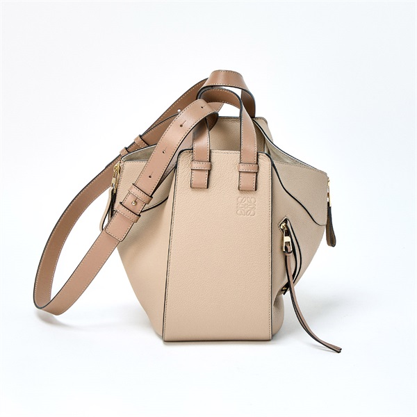 LOEWE ハンモック スモール ハンドバッグ ベージュ ブラウン ゴールド レザー