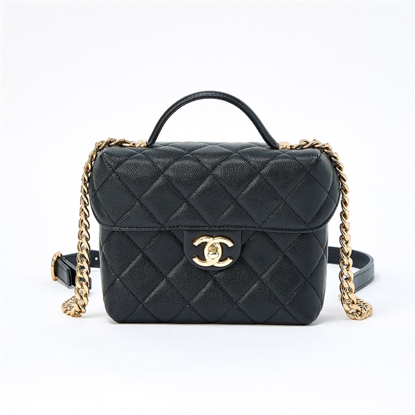 CHANEL マトラッセ トップハンドル 2021年 ショルダーバッグ ブラック ゴールド キャビアスキン