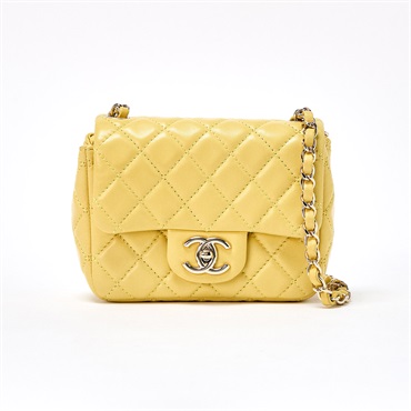 CHANEL ミニ マトラッセ シングルフラップシングルチェーン 2008年頃 ショルダーバッグ イエロー ゴールド ラムスキン