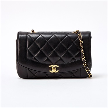 CHANEL マトラッセ 23 ダイアナフラップ シングルフラップシングルチェーン 2019年頃 ショルダーバッグ ブラック ゴールド ラムスキン
