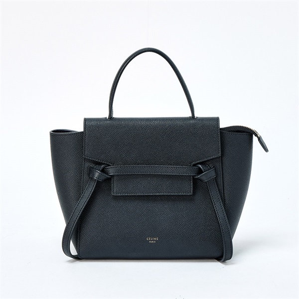 CELINE ベルトバッグ ハンドバッグ ブラック ゴールド グレインカーフ