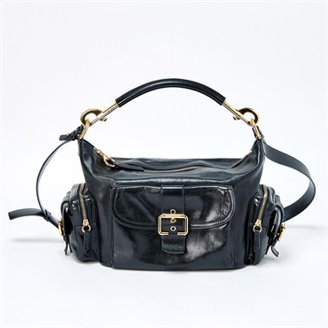 Chloe カメラバッグ ハンドバッグ ブラック ゴールド シャイニーレザー