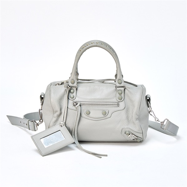 BALENCIAGA クラシックミニツィギー ハンドバッグ グレー シルバー レザー