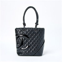 CHANEL マトラッセ カンボン ミディアム 2005年 ハンドバッグ ブラック シルバー ラムスキン