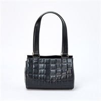 CHANEL チョコバー ミニボストン 2001年 ハンドバッグ ブラック ゴールド ラムスキン