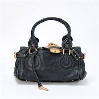 Chloe パディントン ミディアム ハンドバッグ ブラック ゴールド レザー