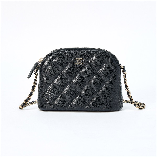 CHANEL マトラッセ ショルダーバッグ ブラック ゴールド キャビアスキン